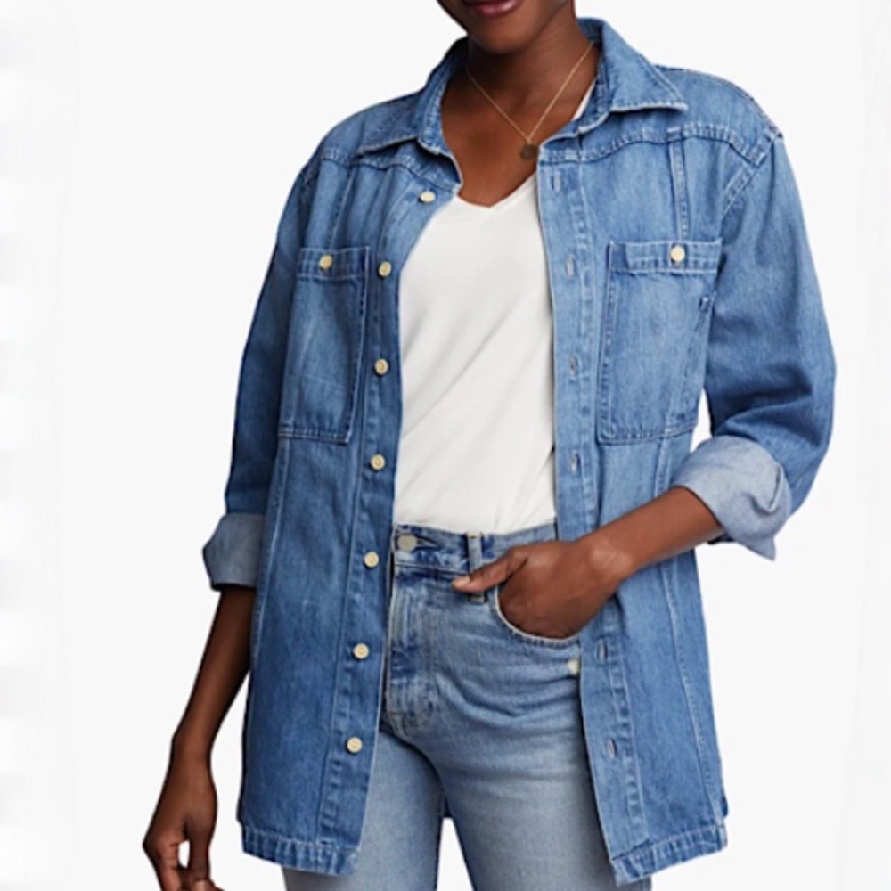 Able Classic Blue Denim Shacket Denim Chore Jacket Sz M